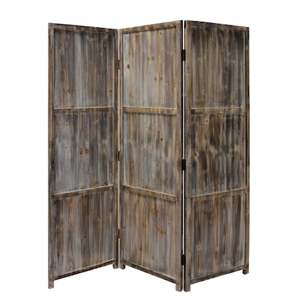 Homeroots 72" Brown Wood Folding Three Panel Screen Room Divider 274909