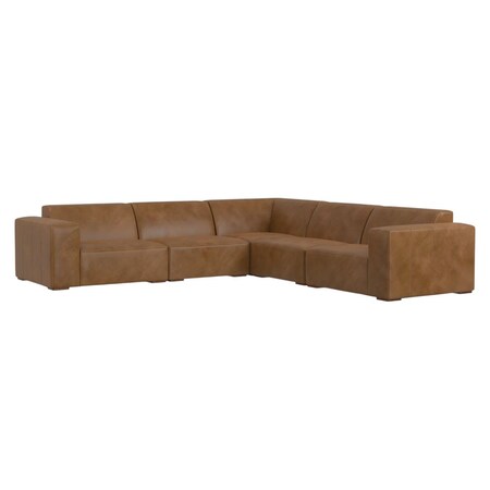 Homeroots 116" Brown Leather Modular Wood Sofa 641022