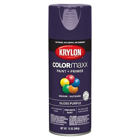Krylon 12 Oz K05533007 Purple COLORmaxx Paint & Primer Spray Paint, Gloss K05532007