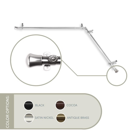 Central Design 0.8125 in. Single Corner Curtain Rod with 48 to 84 in. Extension on Each Side, Satin Nickel CORNER-485