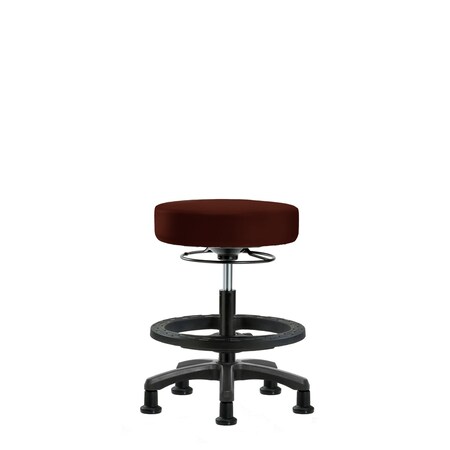 Blue Ridge Ergonomics Vinyl Mini-Stool-Medium Bench Ht with Black Foot Ring & Stat Glides in Burgundy Trailblazer Vinyl VMBMS-RG-BF-RG-8569