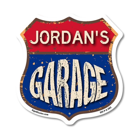 Signmission Jordan's Garage, 6 Inch X 6 Inch, Plastic Sign SHI-P-6-383-JORDAN