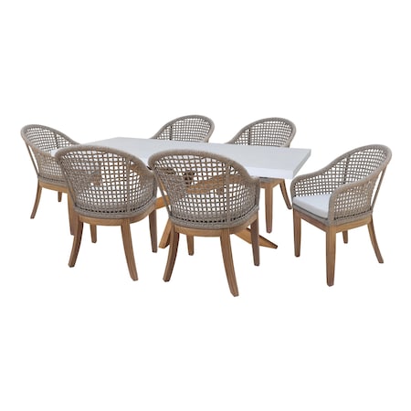International Concepts Outdoor 7 Piece Teak Patio Furniture Set with a Table and 6 Chairs KODT-448R-431-2