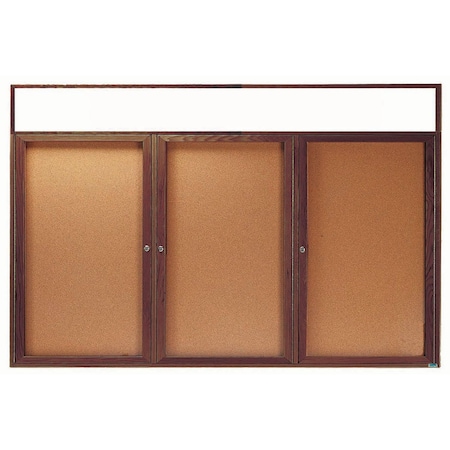 Aarco Enclosed Bulletin Board Red Oak Frame Walnut Stained, 48''Hx96''W WBC4896-3RH