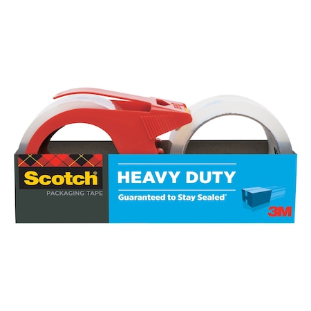 Scotch Packing Tape & Dispenser Combo Pack, 3.1 mil Thick, 1.9 in W x 38.2 yd L, 3 in Core Dia., Clear, 2 PK 3850S-21RD-3GC