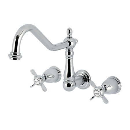 Kingston Brass Two-Handle Wall Mount Tub Faucet, Polished Chrome KS1021BEX