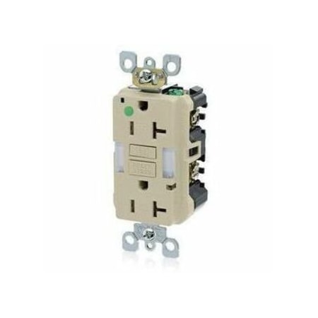 Leviton GFIRcptcl, 20A, 125VAC, Ivory, Polycarbonate GFNL2-HGI