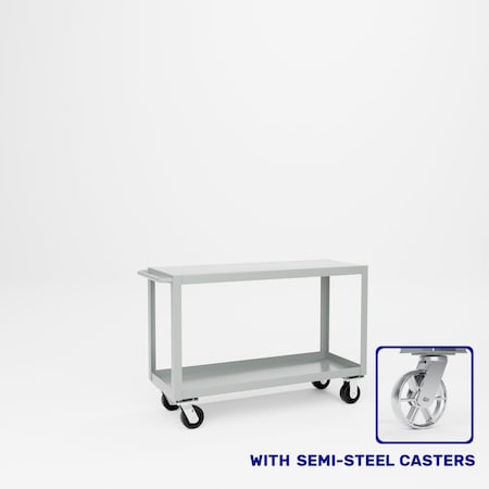 Pucel Heavy Duty Shop Truck, 48 in W x 18 in D x 33.5 in H, Two Shelves, Push Handle, Light Blue 1848-DT-2S