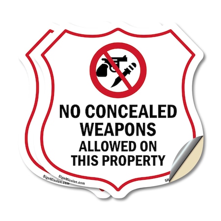 Signmission Concealed Carry Shield Sign No Concealed, 18 inch X 18 inch, Vinyl Decal, 2PK SHI-D-2PACK-18-372