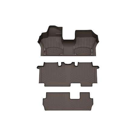Weathertech Cocoa, Front, rear, and rear Floorliners Over The Hump 471824-1-2-3