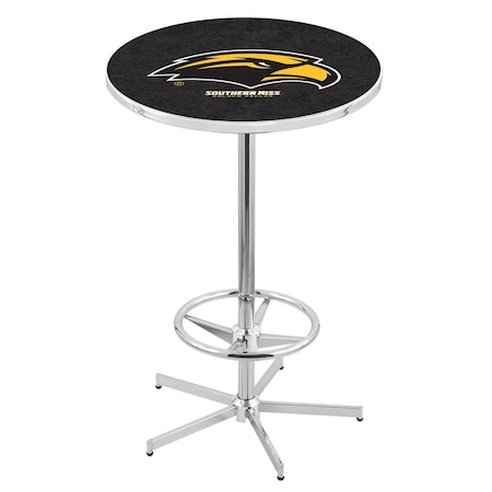 Holland Bar Stool Co 42" Chrome Southern Miss Pub Table, 36" dia. Top L216C4236SouMis