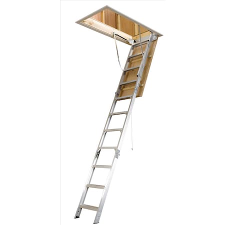 Werner 8 To 10 ft. Ceiling 25 in. x 54 in. Aluminum Attic Ladder Type IAA 375 lb. capacity AH2510C