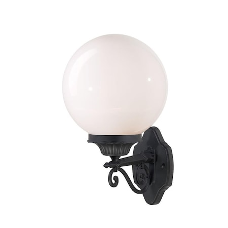 Homeroots 17 x 9.88 x 12 in. Havana 1-Light Matte Black Wall Light with White Acrylic Globe 399229