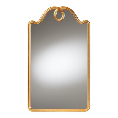 Baxton Studio Elian Gold Wall Mirror with Decorative Top - Elegant Rectangular Accent for Entryway or Bedroom 259-14116-ZORO