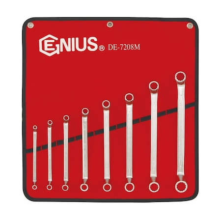 Genius Tools 8PC Metric Double Ended Offset Ring Wrench Set DE-7208M