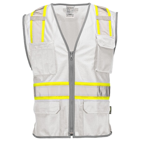 Dome75 Hi-Vis Safety Vest SM/MD Class Non-ANSI/Enhanced Visibility , Zipper 6 Pockets, 2 Mic Tab DV2183