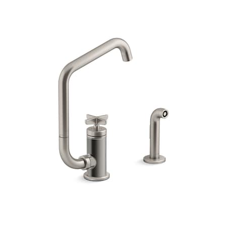 Kohler Billet Single-handle bar sink faucet with two-function extended-reach spout and side sprayer 28667-3-VS