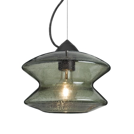 Besa Lighting Besa Zen Cable Pendant, Moss Bubble, Black Finish, 1x 60W MAX E26 Base 1KX-ZENMS-BK