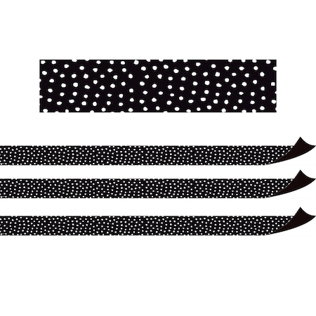 Teacher Created Resources Black with White Painted Dots Magnetic Border, 24 Feet Per Pack, 3PK TCR77565