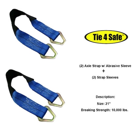 Tie 4 Safe 2 x 18 in. Axle Straps with Abrasive Sleeve Plus Delta Ring, Black - 2 Piece, 2PK RT41A-18M18-BL-C-2