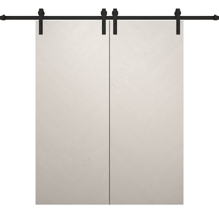 Sartodoors Modern Double Barn Door 84 x 80 inches, Ego 5005 Painted White Oak, 14FT Rail Track Set, Solid Pa EGO5005DB-PWO-84