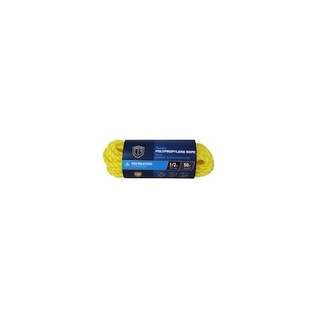 Richelieu Polypropylene Rope, Twisted, Yellow, 1/2-In. x 50-Ft. 643711