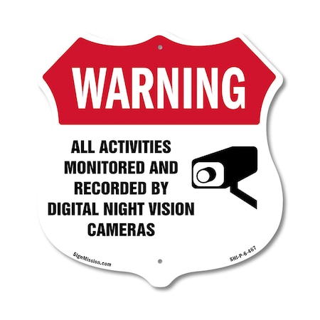 Signmission Video Surveillance Shield Label Set Warn, 6 Inch X 6 Inch, Plastic Sign SHI-P-6-467