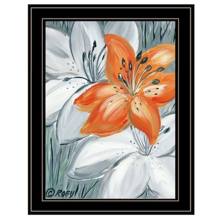 Homeroots Tiger Lily in Orange 2 Black Framed Print Wall Art 405526