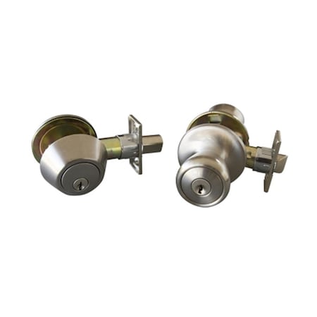 Heat Wave Terrace 6 Way Latch Entry Door Knob, and Deadbolt Combo Satin Nickel HE63512