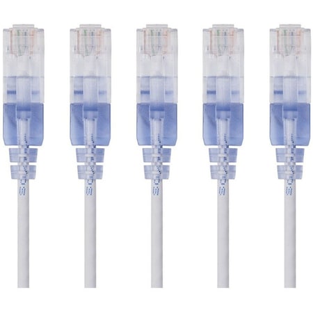 Monoprice Slim Cat6A Cable, 5 Pack, 5 ft.White 15136