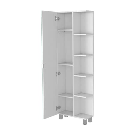 Homeroots 62in White Wood Accent Cabinet With Single Door 535012
