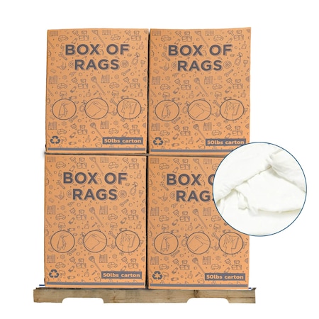 Supremeplus Recycled White Knit T-Shirt Cleaning Rags, 600 lbs. Pallet, 50x 12 lbs. Boxes, 12PK SP-5048