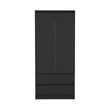 Homeroots 71" Black Wood Two Door Two Drawer Combo Dresser 520129