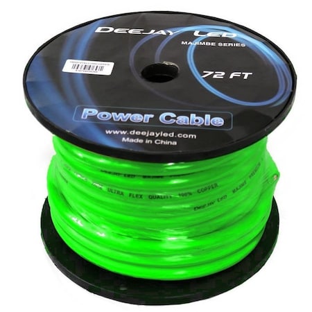 Deejay Led 2 GAUGE 72 FT 100% Copper Power Cable Used for Vehicular Audio Amplifiers GREEN TBH272GREENCOPPE