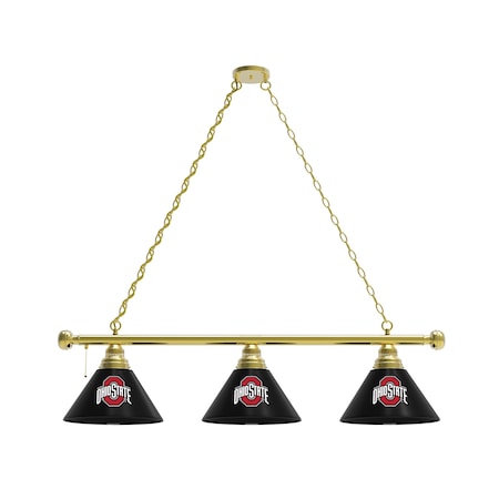Holland Bar Stool Co Ohio State 3 Shade Billiard Light, Brass Fixture BL3BROhioSt