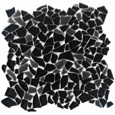Apollo Tile Black 11.2 in x 11.2 in Glass Glossy, Matte Floor and Wall Mosaic Tile 4.36 sqft/case, 5PK APLGEM881A