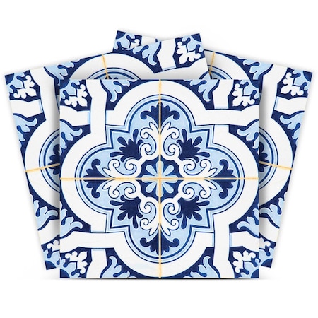 Homeroots 4" X 4" Blue Mia Peel And Stick Removable Tiles 400130