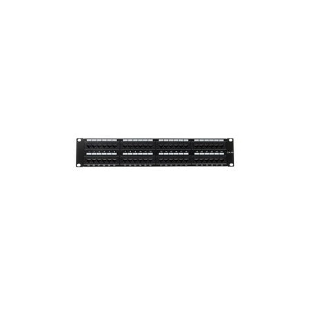 Cable Wholesale Rackmount 48 Port Cat6a Patch Panel, 19 inch horizontal, 110 Type, 568A & 568B Compatible, 2U 69BK-16048