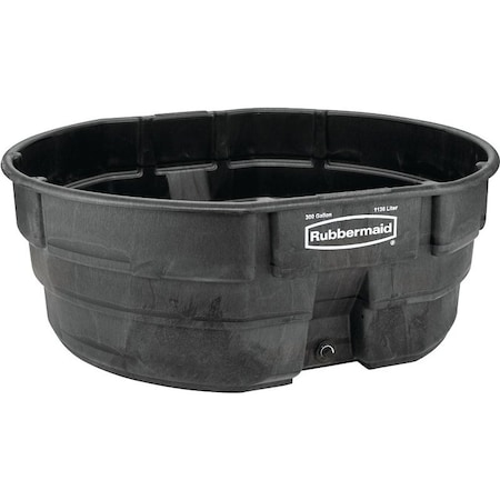 Rubbermaid Stock Tank, 300 gal Capacity, Plastic, Black FG424700BLA
