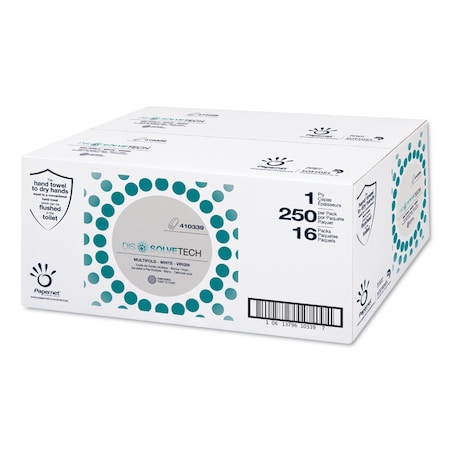 Papernet DissovleTech Multifold Paper Towels, 1 Ply, 250 Sheets, White, 4000 PK 410339