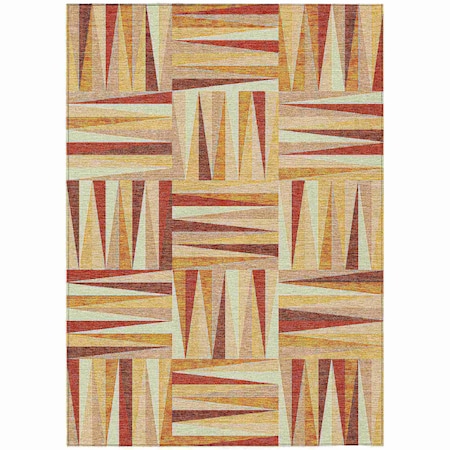 Homeroots 9' X 12' Orange Ivory And Copper Geometric Washable Indoor Outdoor Area Rug 598290