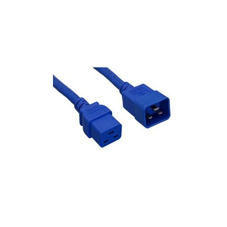 Cable Wholesale Heavy Duty Server Power Extension Cord, Blue, C20 to C19, 12AWG/3C, 20 Amp, 2 foot 10W3-41202BL