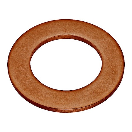 Zoro Select Flat Washer, For Screw Size 11/8 in , Copper Plain Finish WASB81NCU