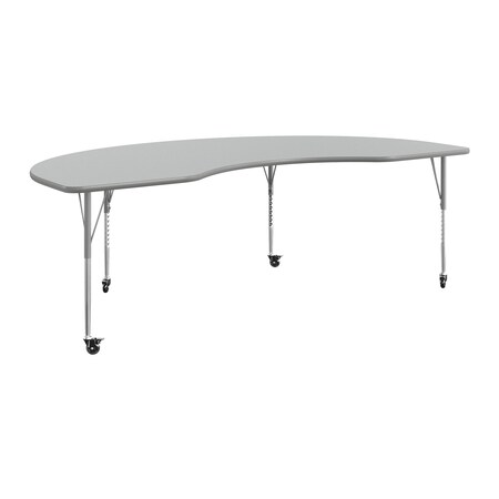 Flash Furniture Commercial Adjustable Height Kidney Activity Table with Locking Casters-Gray XU-A4896-KIDNY-GRY-T-A-CAS-GG