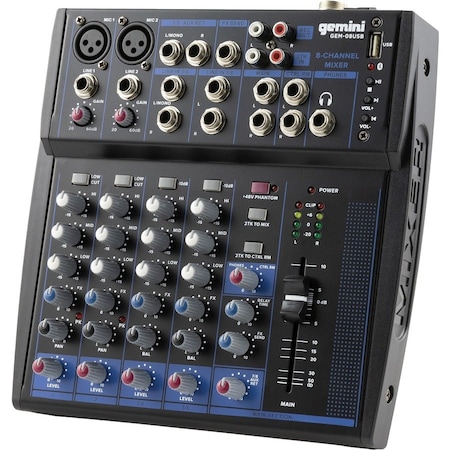 Gemini GEM-08USB GEM-08USB Compact 8-Channel Bluetooth Audio Mixer GEM-08USB