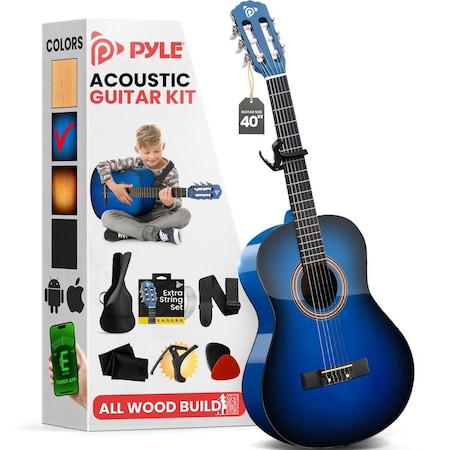 Pyle Classical Guitar Starter Kit PGACMS90BLU