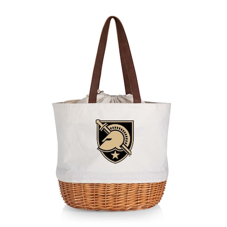 Picnic Time Family Of Brands NCAA Army Black Knights Coronado Canvas and Willow Basket Tote - Picnic Bag 203-00-187-764-0