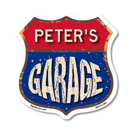 Signmission Peter's Garage, 6 Inch X 6 Inch, Plastic Sign SHI-P-6-383-PETER