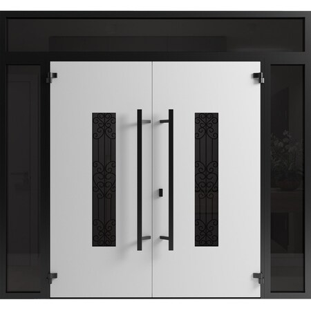 Vdomdoors Front Exterior Prehung Aluminum Double Doors Ronex1205 Bronze Oak 2 Sidelights and Top Transom RONEX1205DEXD-OAK-W12+72+12xH96+14-LH-I