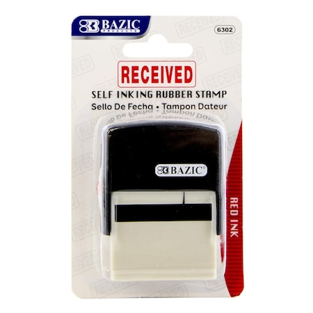 Bazic Products Red Ink Received Self Inking Rubber Stamp 6302